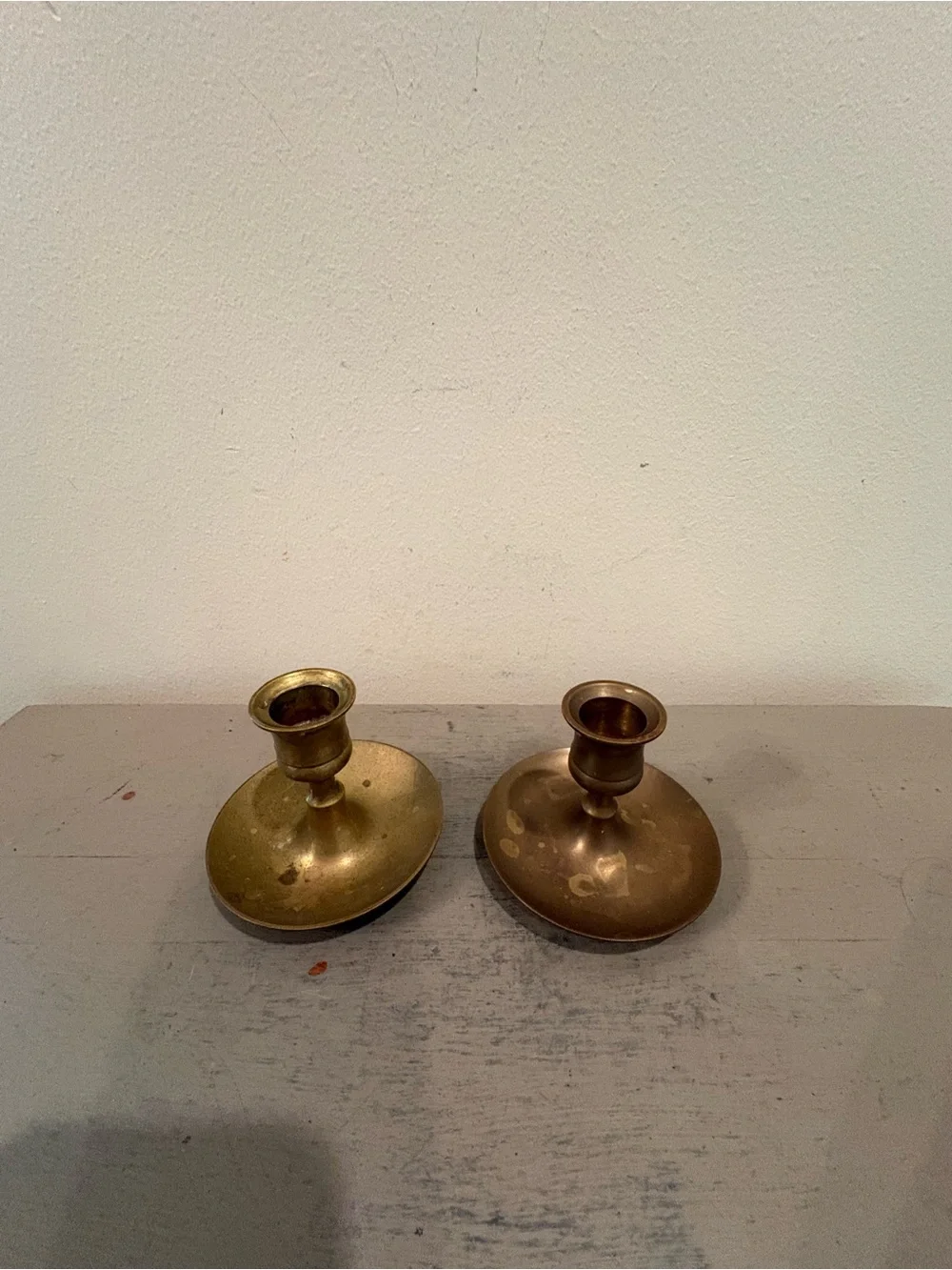 Brass Candlestick Holders Pair - Vintage-Style Brass